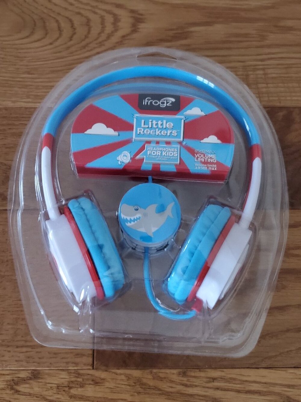 iFrogz Little Rockers Blue & Red Headphones | Footballs/Sharks/Soccer Balls NWT